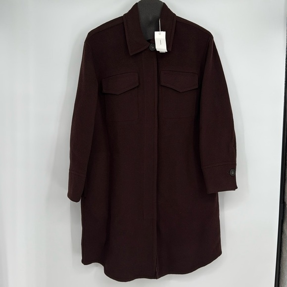 VINCE. Brushed Wool Blended Collared Single Breasted Shirt Coat Sz 1x - Picture 2 of 14